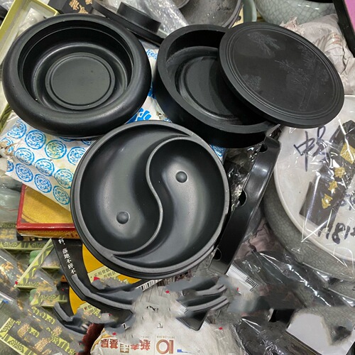 4-inch round black plastic ancient horse inkstone Bagua ink cartridge Tai Chi ink cartridge dual-purpose ink grinding ink sea ink pool wholesale