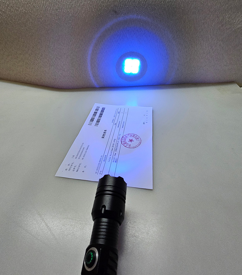 New Uv Lamp with Zoom, 365Nm Purple Light Flashlight for Detecting Cat Fleas, Fluorescent Agents, and Banknotes, Made of Aluminum Alloy, Rechargeable Lighting
