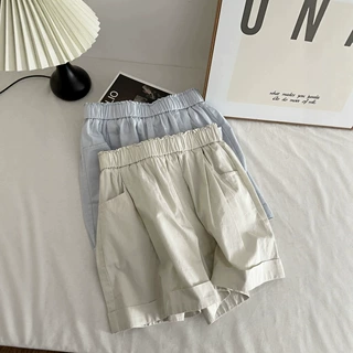 显高短裤女夏季2026新款高腰休闲阔腿裤小个子外穿三分运动裤7318