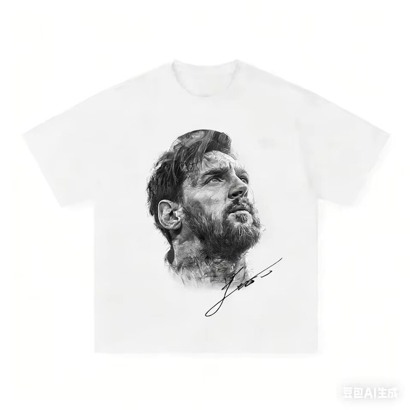 Comfortable Cotton Messi Football Sports T-Shirt for Men, Women, and Children, Suitable for Summer, Short-Sleeved, Breathable, Everyday Street Fashion