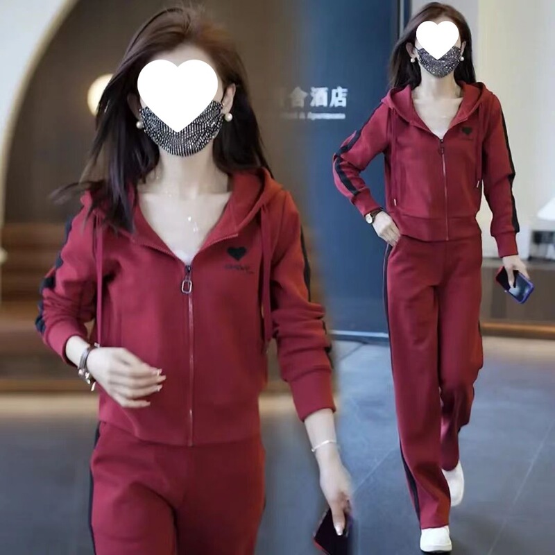 2025新款洋气减龄休闲套装新款秋季时尚显瘦阔腿裤运动服两件套|undefined