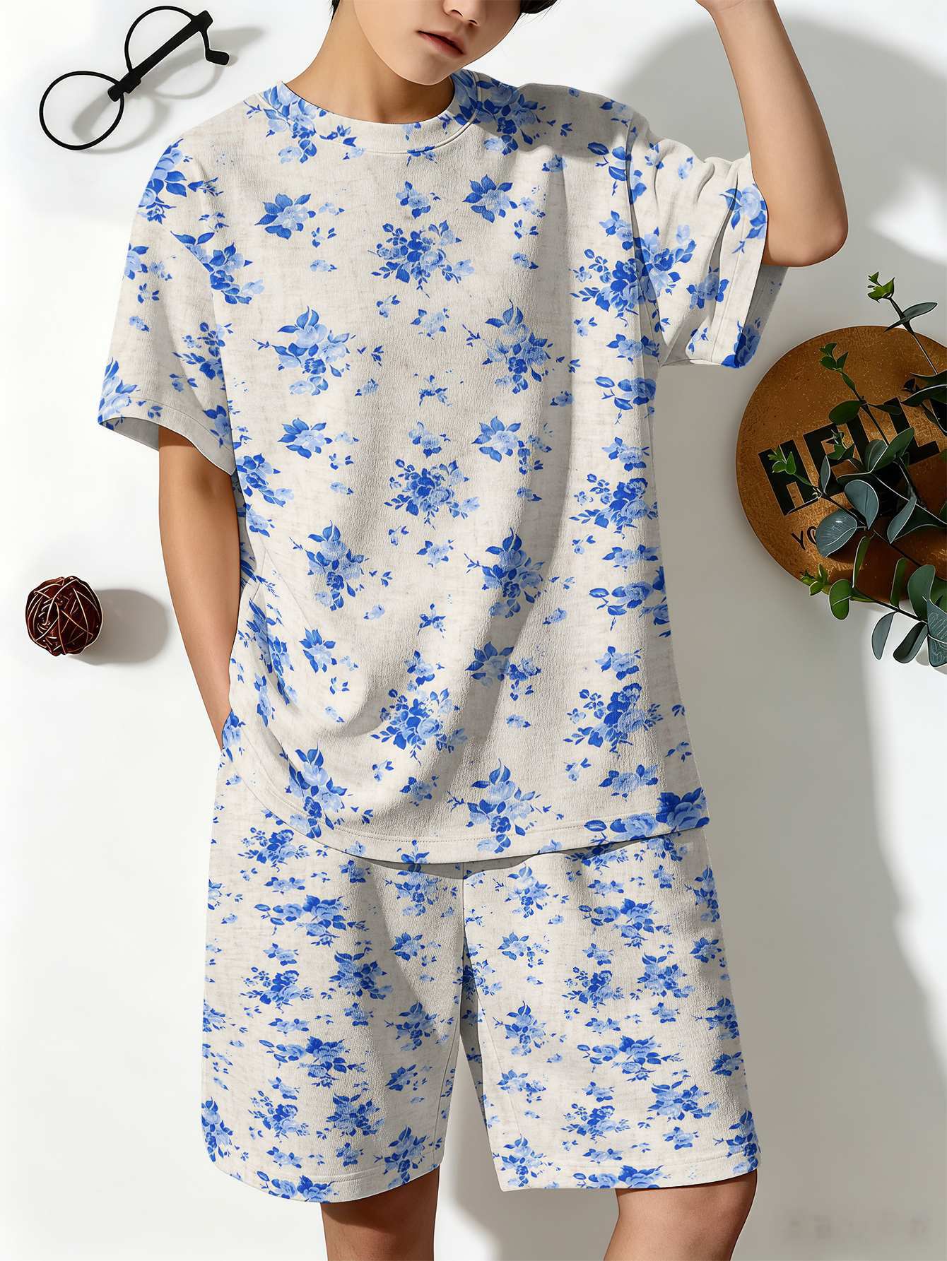 Jungen Anzug Mit Polka-dot- Und Blumenmuster In 3d-optik Set_voghion.com