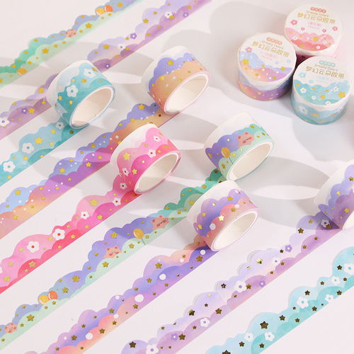 Fantasy cloud tape creative landscaping hand ledger sticker gradient cloud special shape washi tape hand ledger collage material