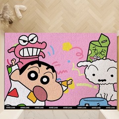 新款蠟筆小新絲圈入戶門墊卡通可剪裁地墊地毯家用可愛玄關腳墊