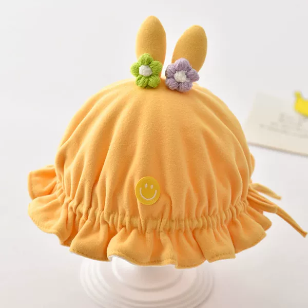 Small flower bunny ears yellow fisherman hat