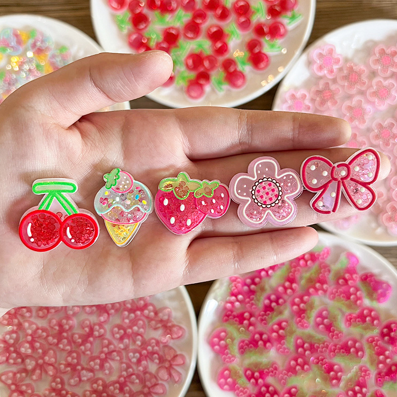 E18摇摇乐波点贴片配件DIY亚克力水果卡通皮筋手机可爱发饰品材料