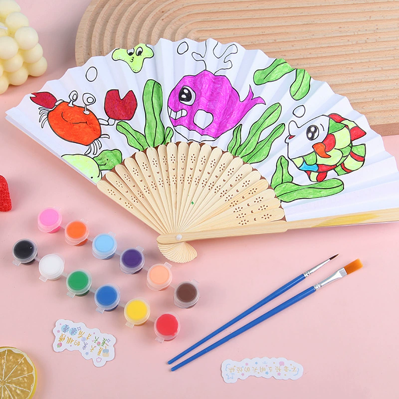 Набор для творчества: складной веер для рисования и раскрашивания, сделай сам, для детского сада, декор, материалы для рисования на бумаге
