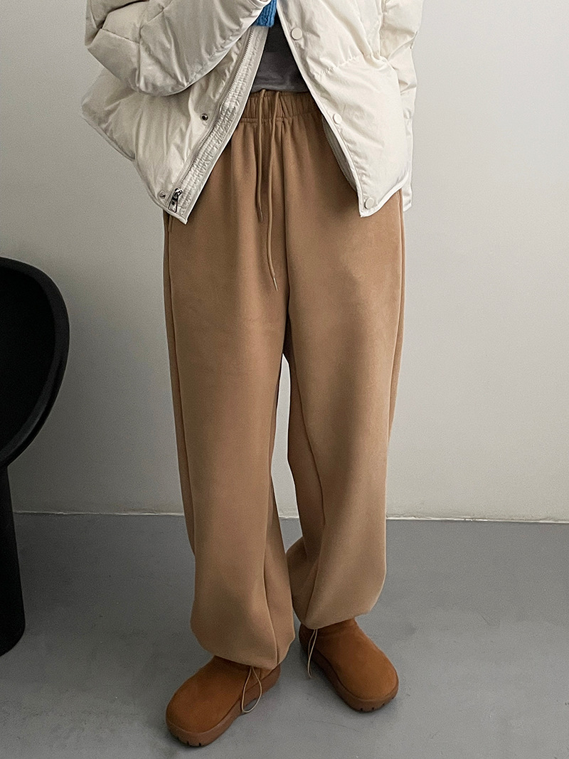 [Zhichengxi] Pantalones de chándal de invierno gruesos y con forro polar Taichuan, pantalones de chándal de pierna ancha cálidos con cordón para mujer 5575 image 5