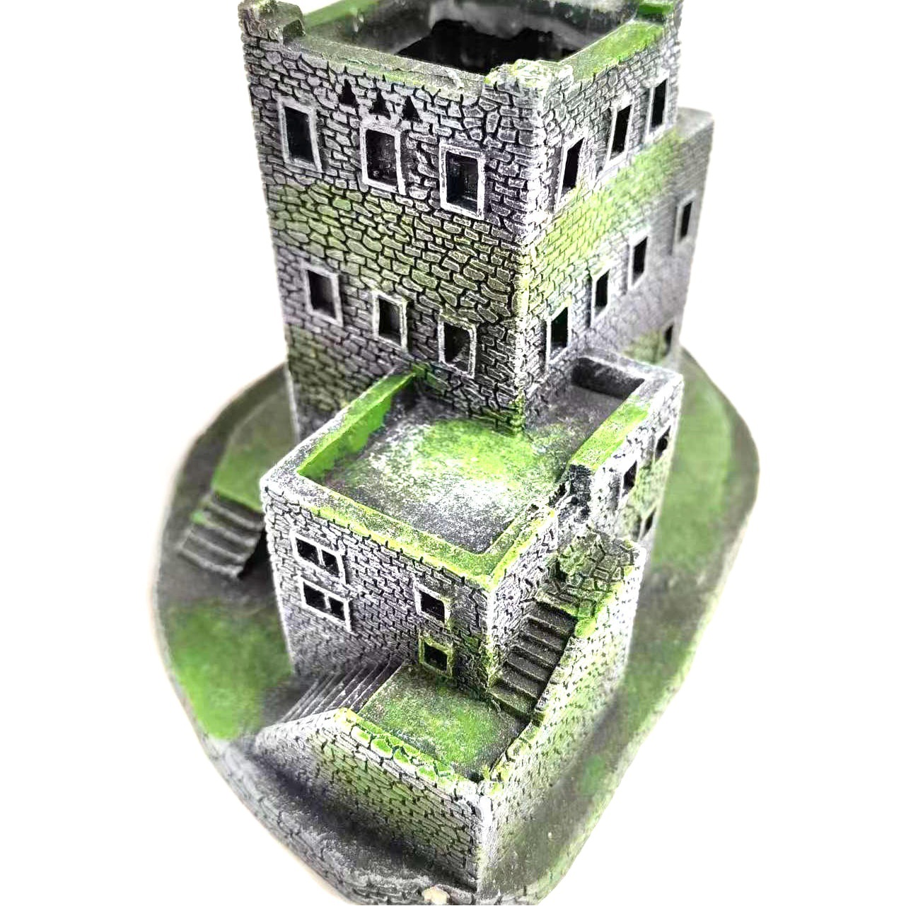 Resina ciudad Torre micro paisaje decoración pecera acuario peces Castillo escape casa arquitectura europea micro paisaje