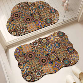 美式复古硅藻泥浴室地垫地毯踩脚垫卫生间防滑脚垫洗手台吸水垫子