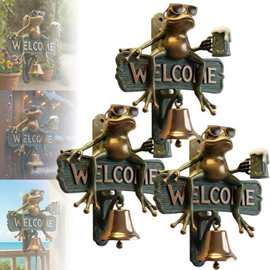 跨境热销Chill Frog WELCOME Doorbell 欢迎光临青蛙门铃树脂摆件