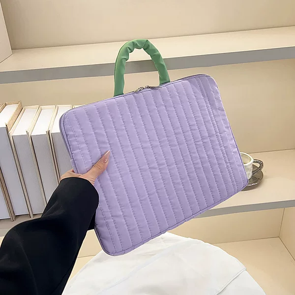 Korean-Style Fresh and Simple Color-Blocking Handbag with Inner Sleeve 11inch Tablet/Ipad Bag 14inch Shockproof Laptop Bag