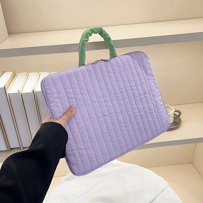Korean-Style Fresh and Simple Color-Blocking Handbag with Inner Sleeve 11inch Tablet/Ipad Bag 14inch Shockproof Laptop Bag Korean-Style Fresh and Simple Color-Blocking Handbag with Inner Sleeve 11inch Tablet/Ipad Bag 14inch Shockproof Laptop Bag