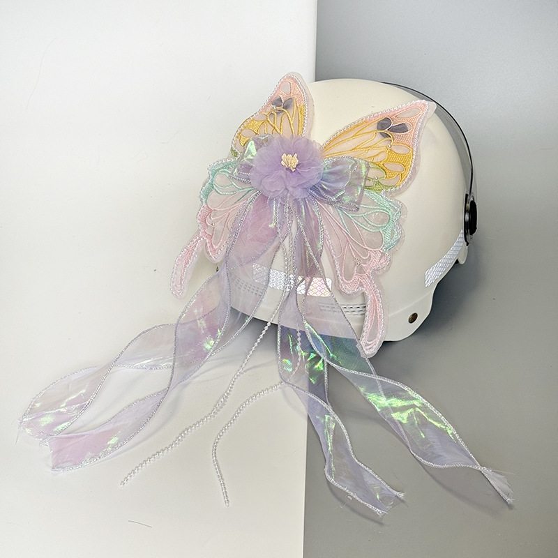Motorcycle Helmet Bow Decoration Internet Popular Women's Pedal Battery Car Decoration Ribbon Oversized Full Helmet Accessories