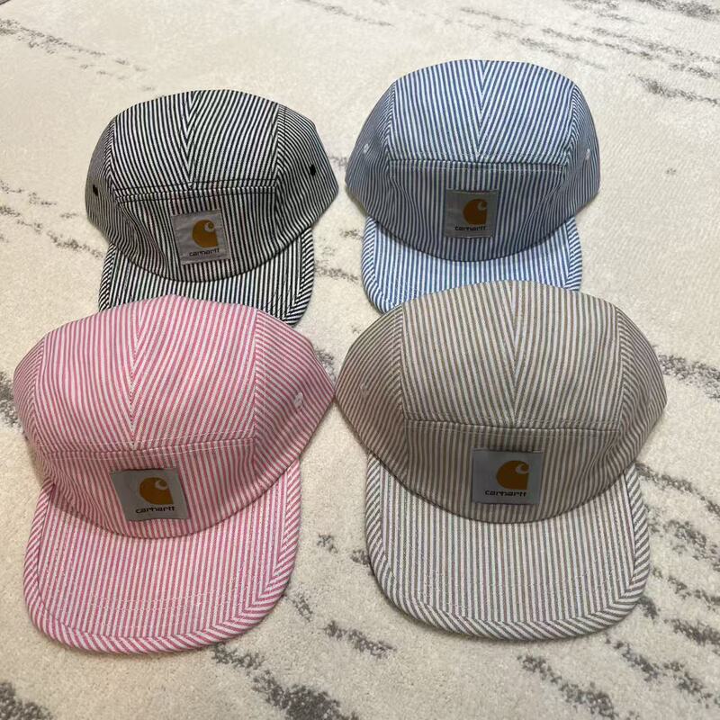 Striped soft top five-piece hat cotton breathable hip hop flat brim hat Foreign Trade men and women fashion skateboard hat