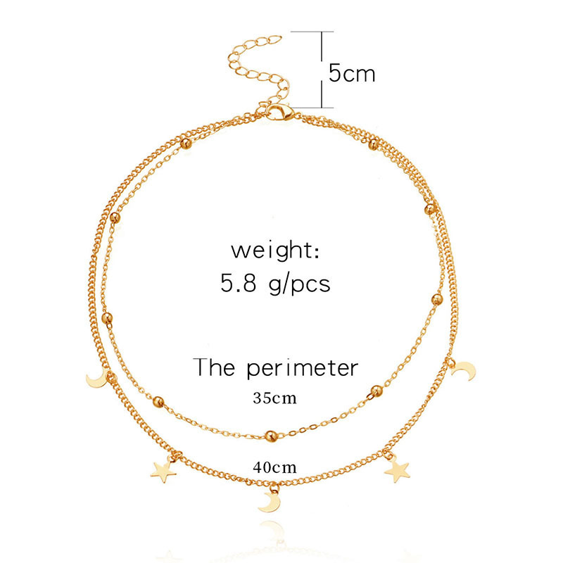 Banquet, Family Gathering, Cocktail Party Occasion Alloy Material Basic Modern Style Classic Style Star Moon Alloy Wholesale Double Layer Necklaces Choker