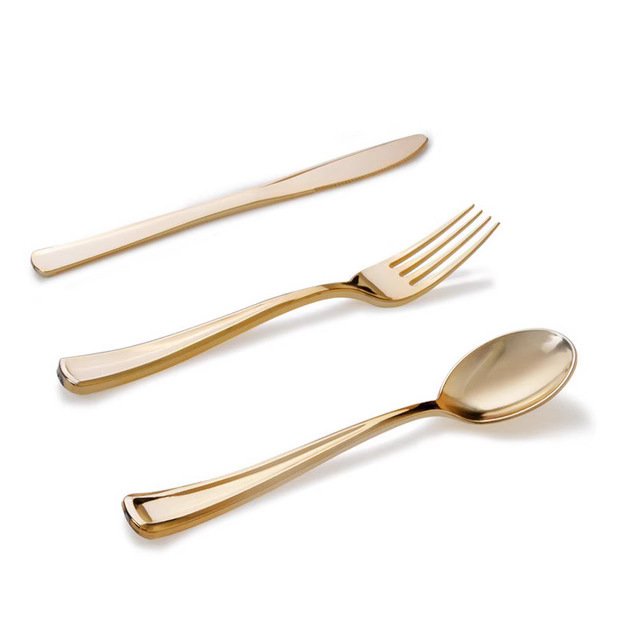 25 thick bronzing rose gold disposable knife and fork spoon birthday party tableware Party Foreign Trade set explosions