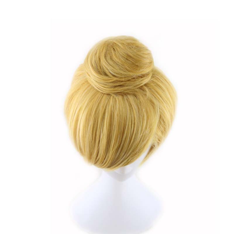 Anime Wig Wonderful Fairy Tinkerbell Golden Hair Bun Cos Style Anime Cosplay Wig