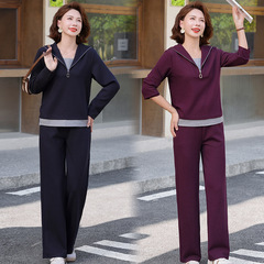 妈妈春秋季时尚休闲运动套装女2025新款洋气质减龄显瘦宽松两件套