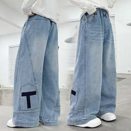 女童牛仔裤2026春季新款韩版洋气休闲宽松阔腿裤春秋长裤男友裤子