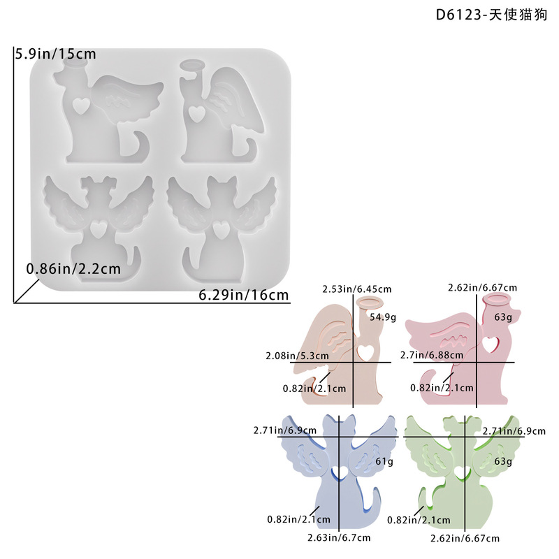 得意洋洋diy天使猫狗滴胶模具桌面家居饰品摆件石膏硅胶模具|undefined