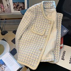 蓝色小香风短款外套女春秋冬季2025新款法式气质百搭名媛chic上衣