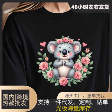 可爱考拉花朵印花T恤跨境外贸亚马逊wishtemu一件批发商品