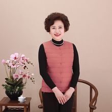 中老年背心妈妈轻薄圆领羽绒服内胆羽绒马甲女装大码保暖坎肩马夹