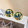 Design earrings, advanced green silver needle, fashionable brand accessory, high-quality style, wholesale