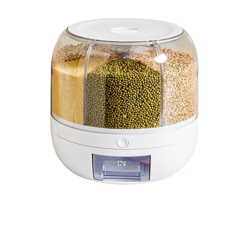 Estilo explosivo, separable giratorio, tanque sellado, a prueba de insectos y humedad, caja de almacenamiento de granos integrales, cubo de almacenamiento de arroz transparente para el hogar