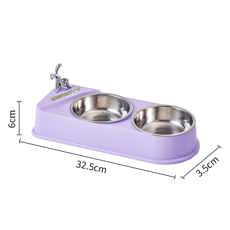Pet de acero inoxidable doble tazón gato tazón perro tazón antideslizante contra derrumbe pet tazón mariposa para gatos tazón comida perro al por mayor