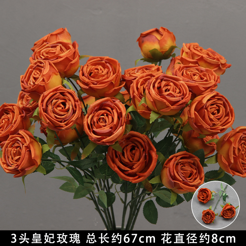 Flores de imitación naranja peonía naranja hortenida neblina orquídea flor flor de boda seda naranja