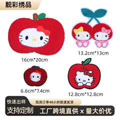 新しいかわいいタオル刺繍アップル KT 猫チェリー KT 刺繍布ステッカー装飾穴修理補助シール
