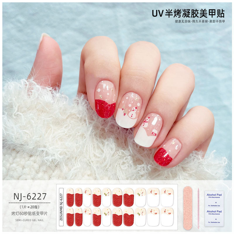 Halloween Christmas gel nail stickers onion powder Christmas tree phototherapy uv semi-cured nail stickers cross-border exclusive