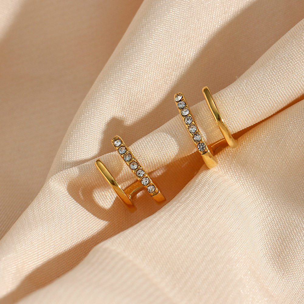 Simple Style Geometric Stainless Steel Ear Studs Plating Zircon Stainless Steel Earrings