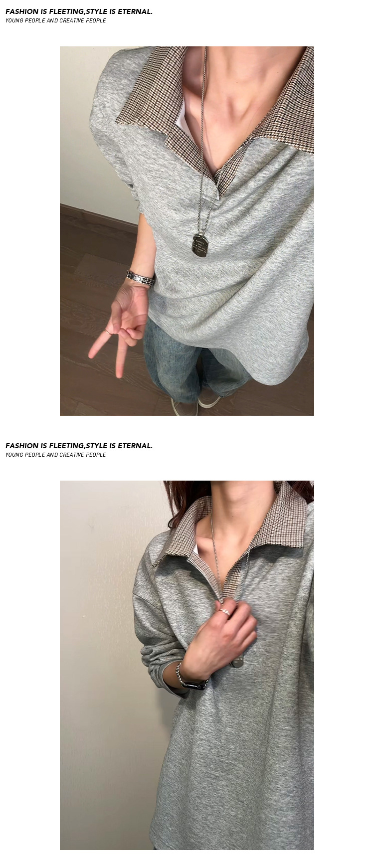 Sweatshirt dames houndstooth patroon american style los model_voghion.com