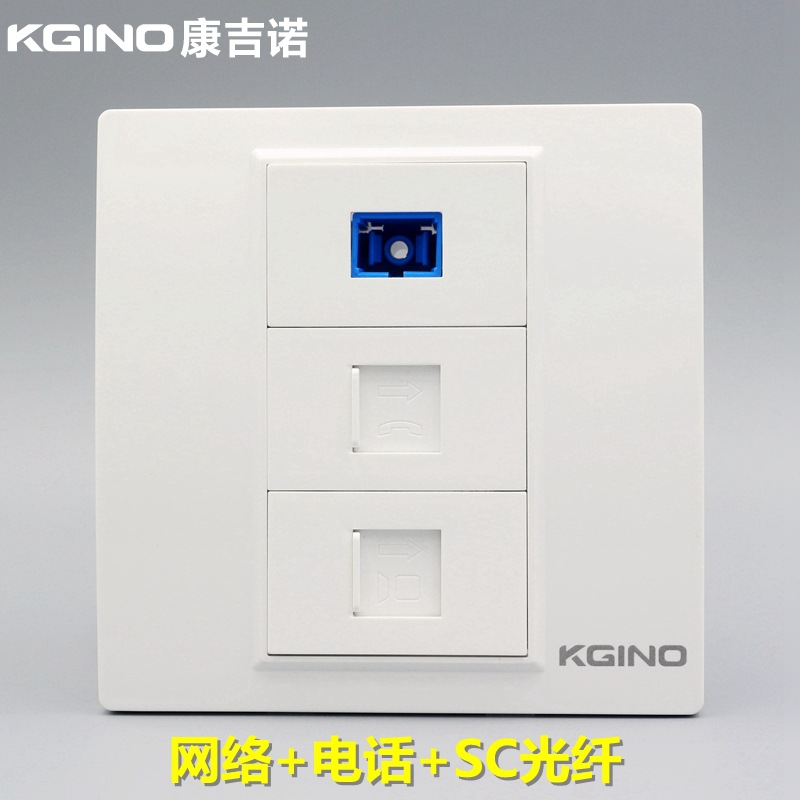 86型电脑电话SC光纤插座RJ45网络语音电话SC光钎宽带网线模块面板