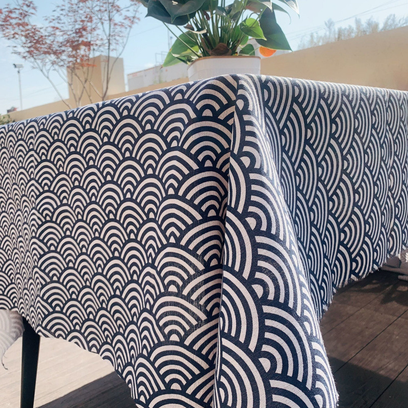 Flor azul porcelana tela de flor frágil alojamiento nacional retro algodón lino azul chino tela de mesa de estilo antiguo