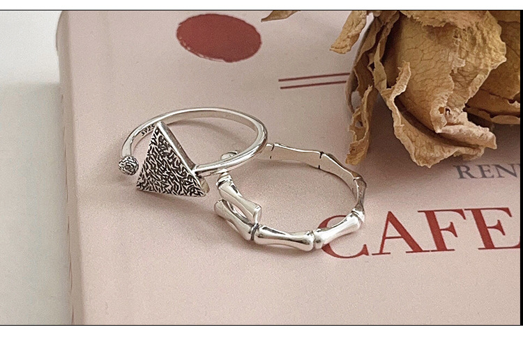 Adjustable Ring Size 925 Sterling Silver Triangle Open Ring