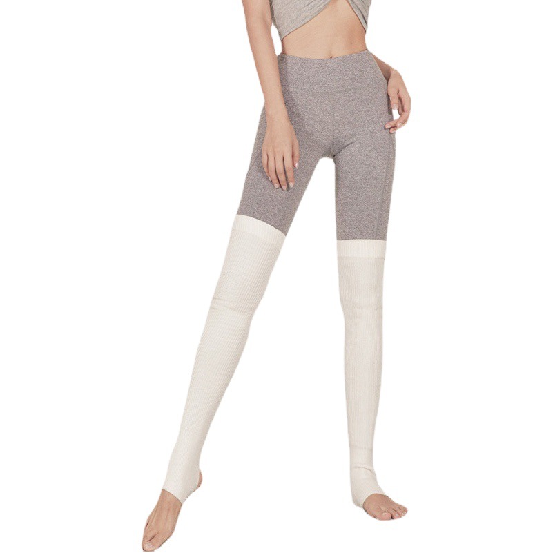Amazon lana cálido yoga calcetines de invierno de las mujeres de deportes profesionales polainas calcetines largos sobre la rodilla calcetines de pilates