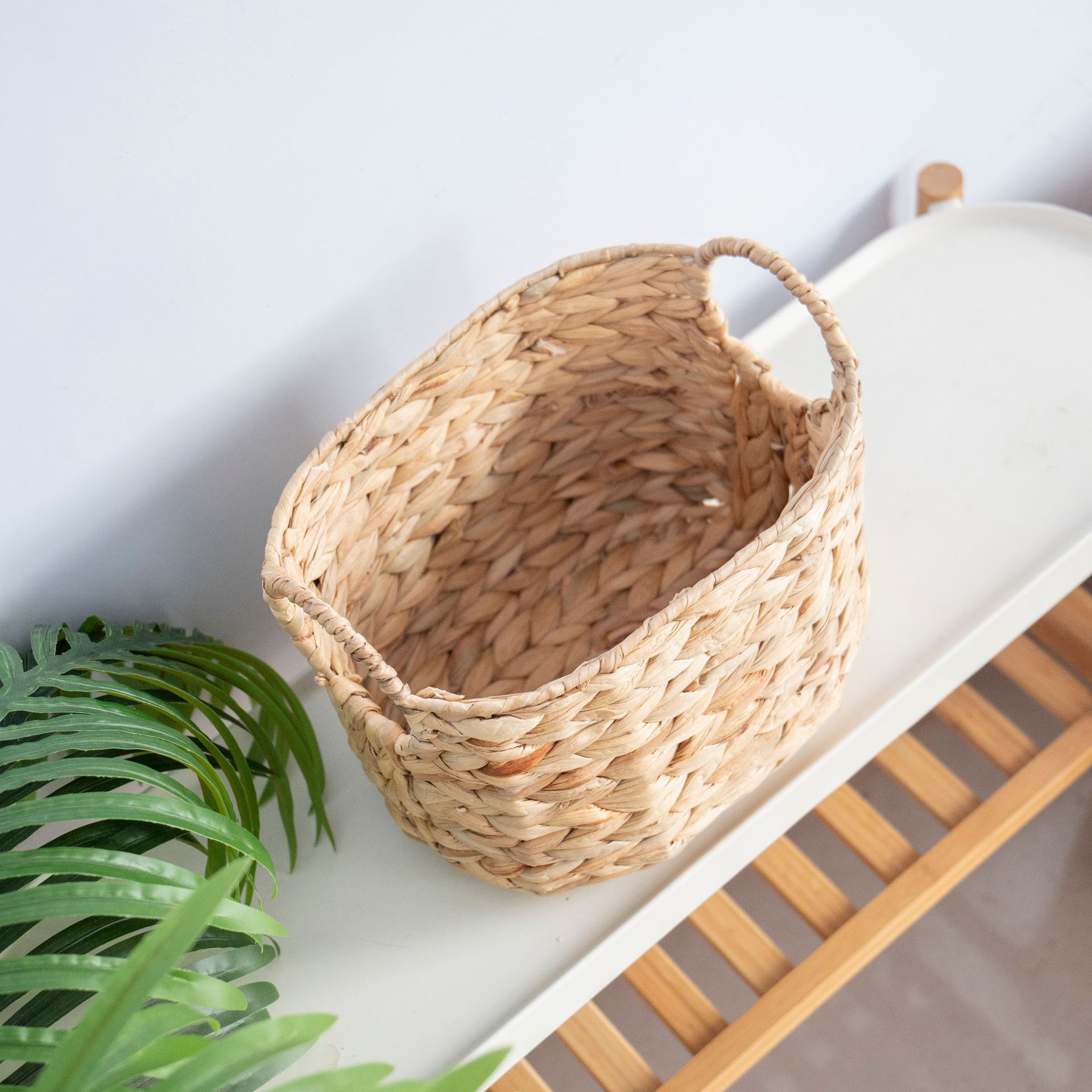 Amazon calabaza de hierba almacena doble manejo redondo B almacena tela de mano caja de almacenamiento de ropa de dormitorio cesta