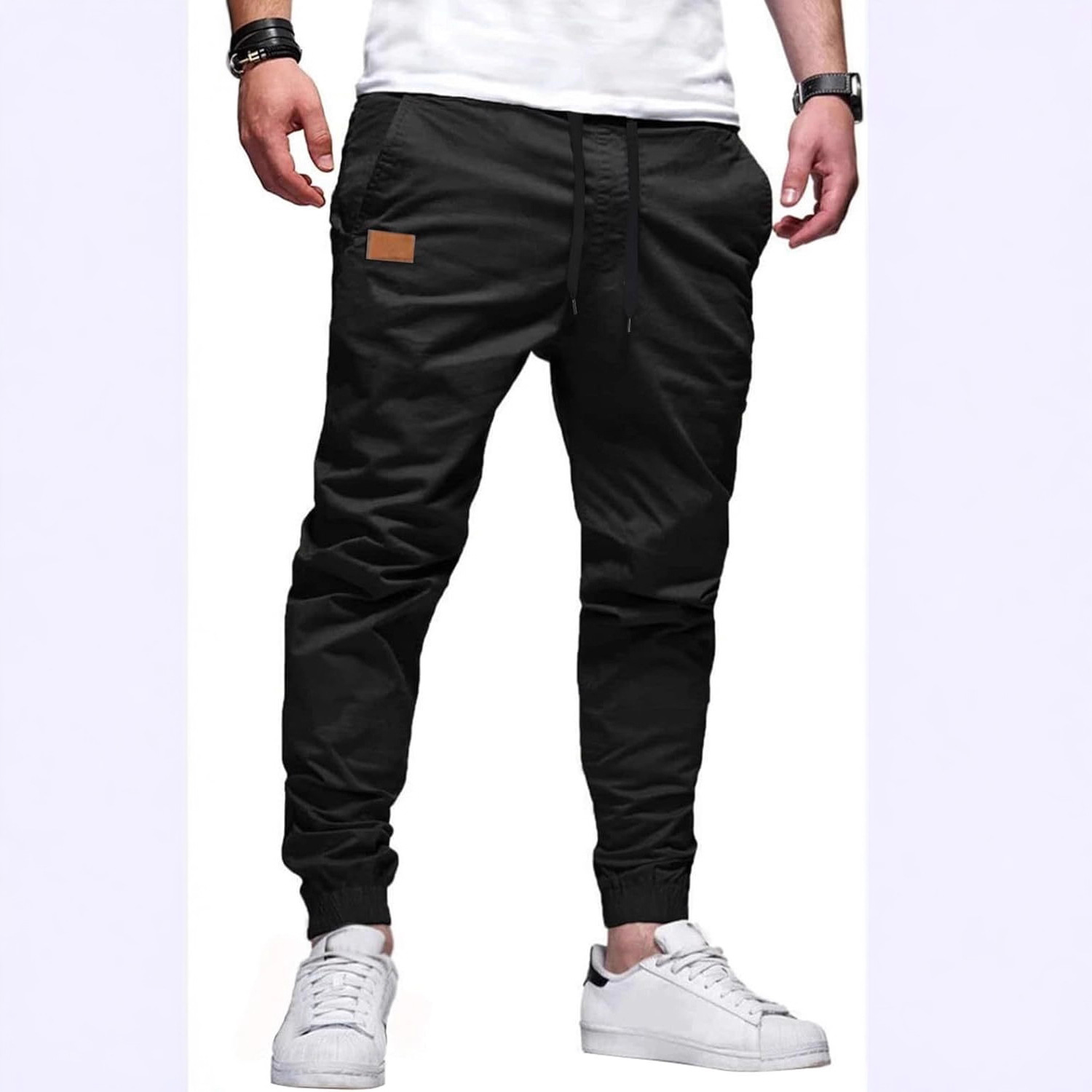 Jmierr Men's Casual Jogging Pants Cotton Twill Cargo Pants Hiking Outdoor Twill Sports Pants