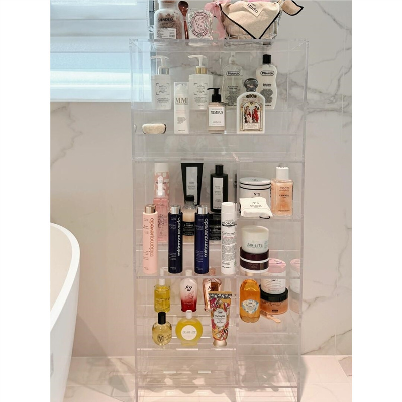 Acrylic Bathroom Storage Rack Cosmetics Storage Cabinet Washstand Storage Rack Multi-Layer Floor-Standing Toilet Bathroom Rack