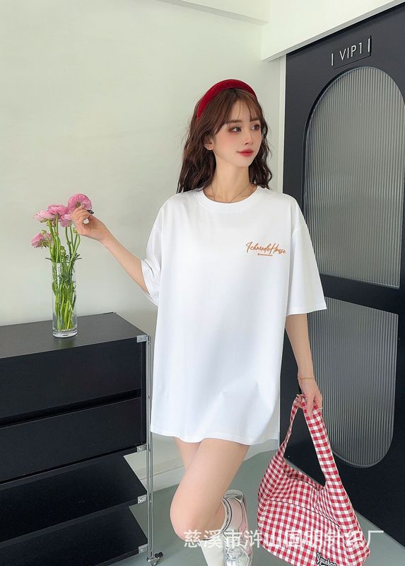2025 レタープリント Tシャツレディース夏新作ゆったり大判長袖半袖前後発泡立体プリント|undefined