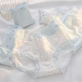 黁白新品蓝系a类婴儿棉内裤女10A抗菌裆纯棉透气包臀甜美少女三角