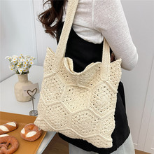 2025新款手工棉线绳编织吧简约百搭日常休闲海边度假小众女士包包