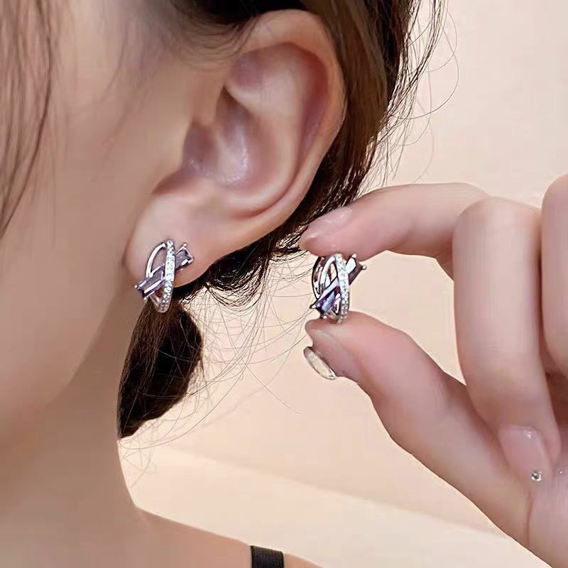 보라색 지르콘 귀걸이(쌍) R3925