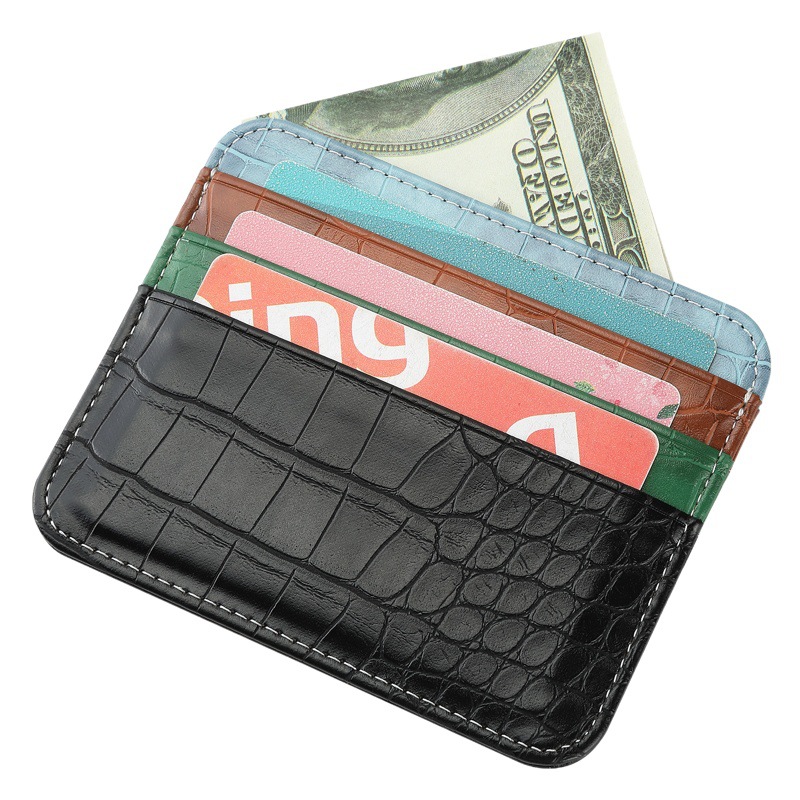 Suministro directo de fábrica ultrafino Tarjeta de doble cara titular de la tarjeta de gran capacidad titular de la tarjeta pequeña multi-tarjeta de cuero pu titular de la tarjeta al por mayor