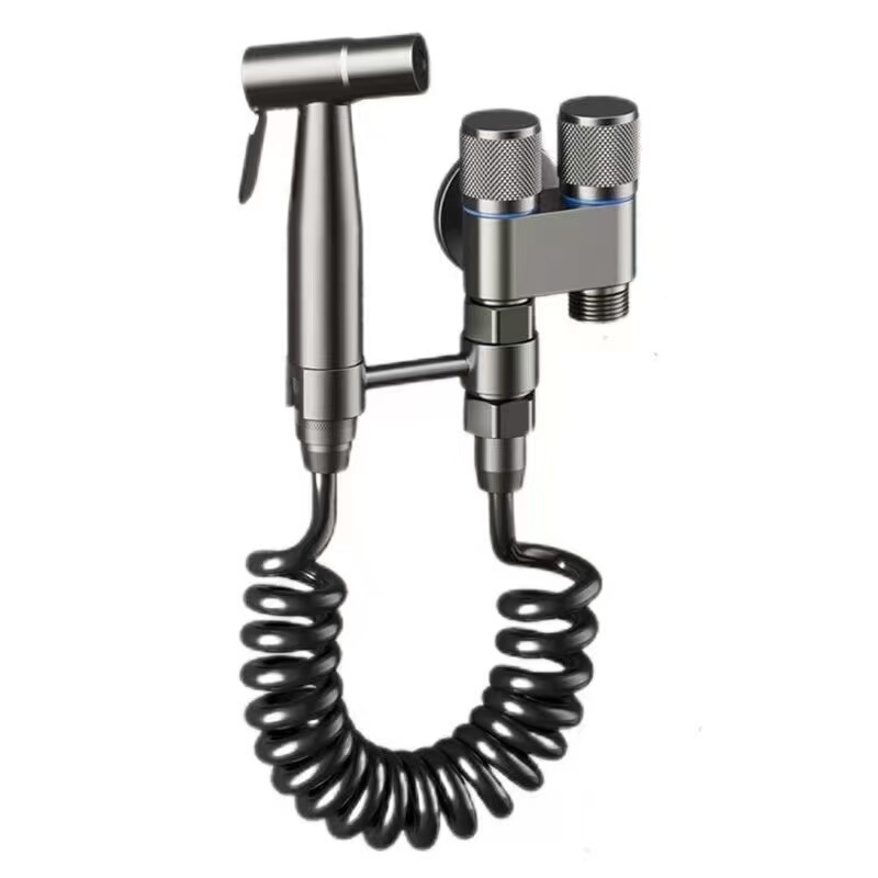 トイレコンパニオンスプレーガン、1入口2出口、浴室洗面器加圧スプレーガン、プレス式吐水ガン、家庭用洗浄ガン|undefined