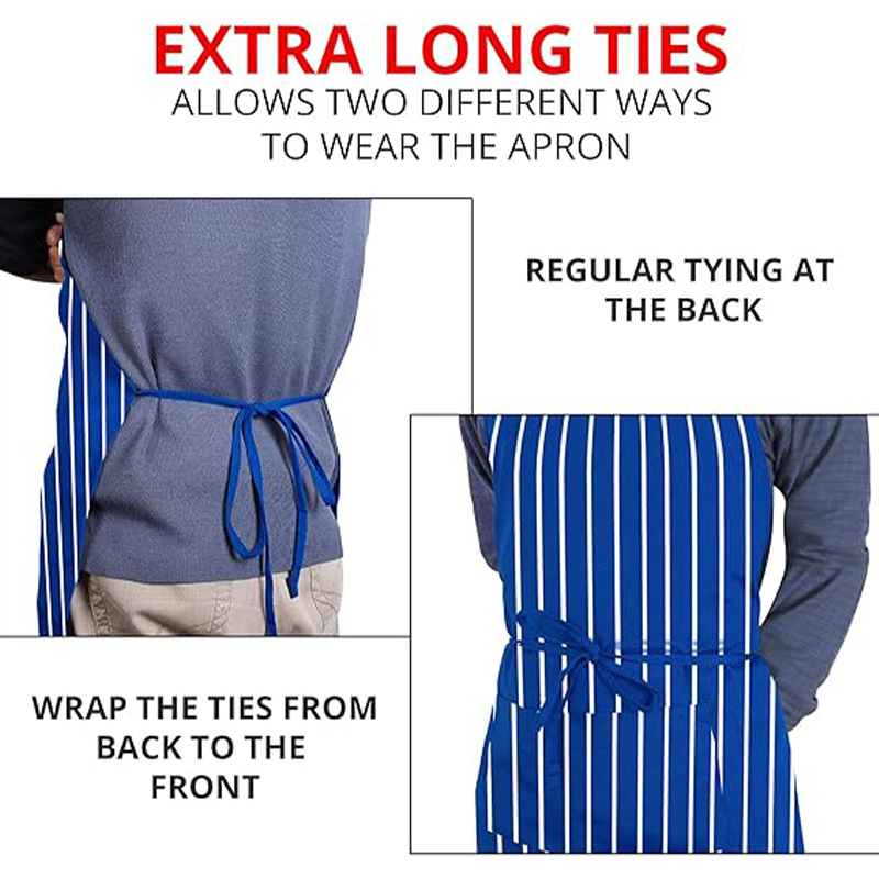 Amazon rayas colgantes delantal logotipo personalizado moderno minimalista ropa de trabajo de restaurante delantal de cocina doméstica